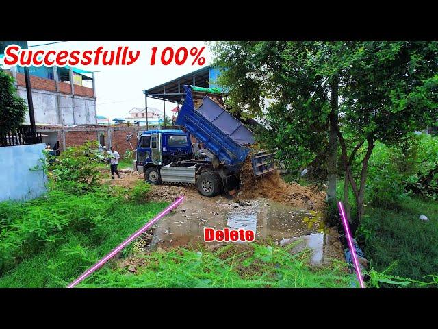 Completed 100% The Project! Delete flooded By Bulldozer Komatsu & Dump trucks 5ton Transport Soils