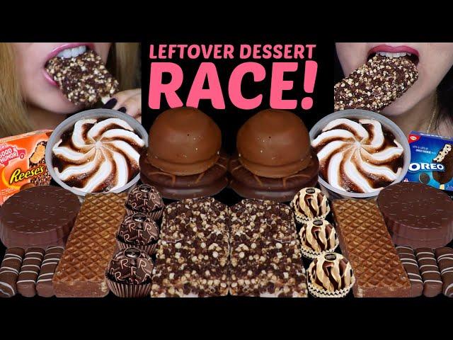 ASMR LEFTOVER DESSERT RACE! REESE'S ICE CREAM BAR, CHOCOLATE SWIRL SUNDAE, MARSHMALLOW, FERRERO 먹방