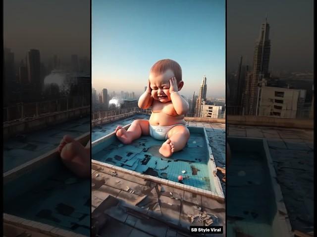 Baby's Cry Fills the Pool Again vs Monkey's Heart  #story #ai #cute #shortsfeed