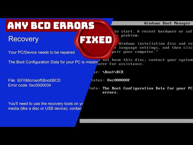 How to Fix Windows BCD Boot Erros 0xc0000098 0xc000000f 0xc0000034