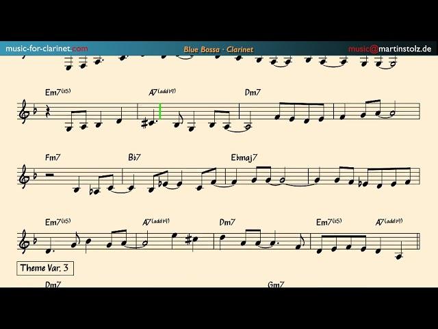 How to play  "Blue Bossa" - Band Version Clarinet | Sheet Music, Sample, Play-Along, and More!