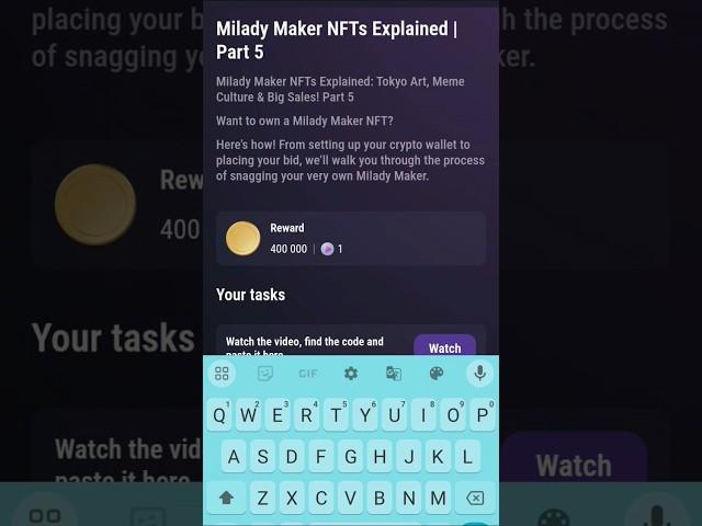 Milady Maker NFTs Explained | Part 5 Tapswap Code #tapswap #tapswapcode #crypto