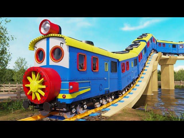  Thief Lego Try To Crash the TRAIN - Funny Train Cartoon Videos - Choo choo Train kids videos