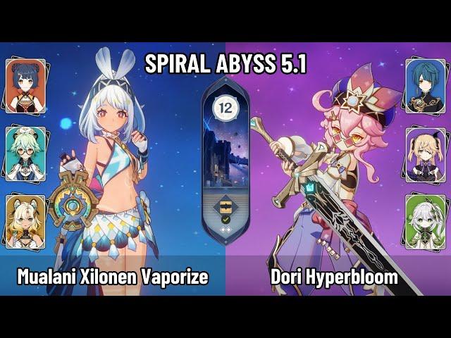 C0 Mualani Xilonen Vaporize Team | C6 Dori Nahida Hyperbloom | New Spiral Abyss 5.1 | Genshin Impact