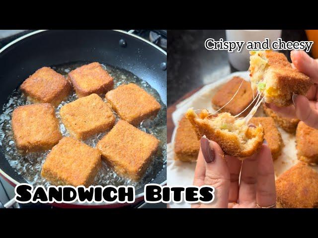 Sandwich Bites | crispy and cheesy | cheesy sandwich bites | Bread recipe | Easy snack recipe