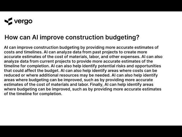 AI for Construction Budgeting