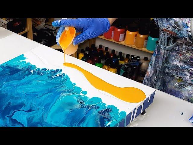 Amazing OCEAN Pour Painting  ~ Just PAINT and WATER ~ Dutch Pour #SHORTS