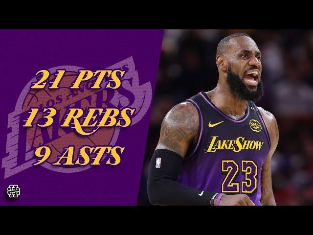 LeBron James 21 pts 13 rebs 9 asts vs Rockets 24/25 season