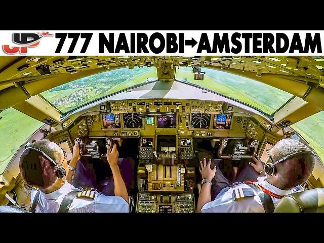 BOEING 777 Nairobi to Amsterdam  Full Flight | 3hr Film + All Pilot Presentations