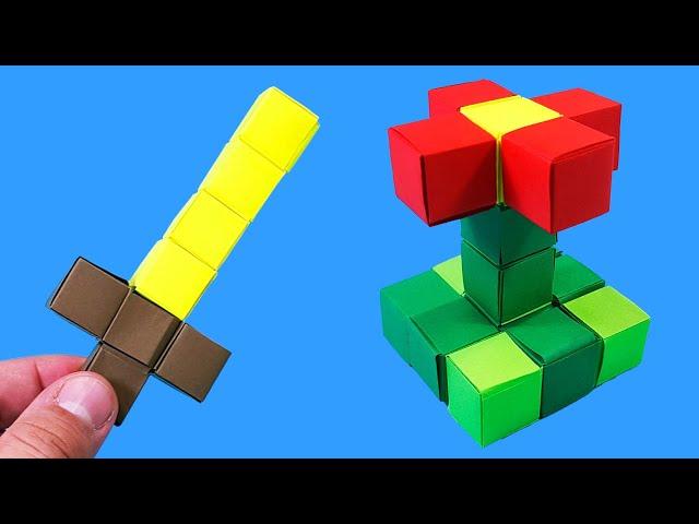 Origami Minecraft Blocks or Lego Bricks - DIY. Easy paper crafts