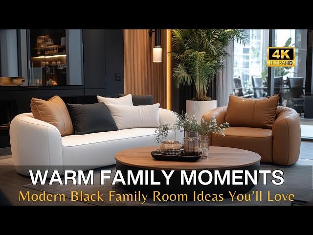 Cozy Fall Family Room with Modern Furniture Decorating Ideas and Elegant Black Accent Interior Decor