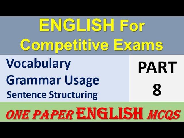 English Grammar Usage MCQs| English Sentence structure| FPSC English Portion| PPSC English MCQs