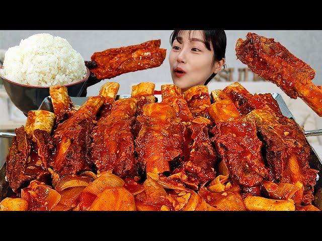 매운 소갈비찜 먹방 마무리로 밥까지 비벼 먹었어요! Korean food Spicy Galbijjim MUKBANG ASMR