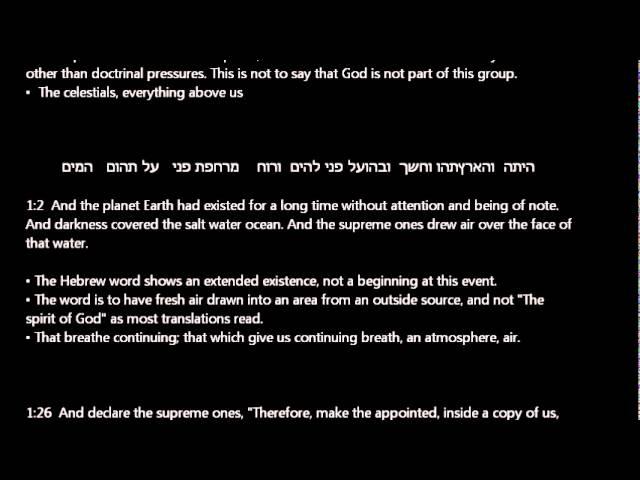 Book of GENESIS (verbatim Hebrew to English translation)