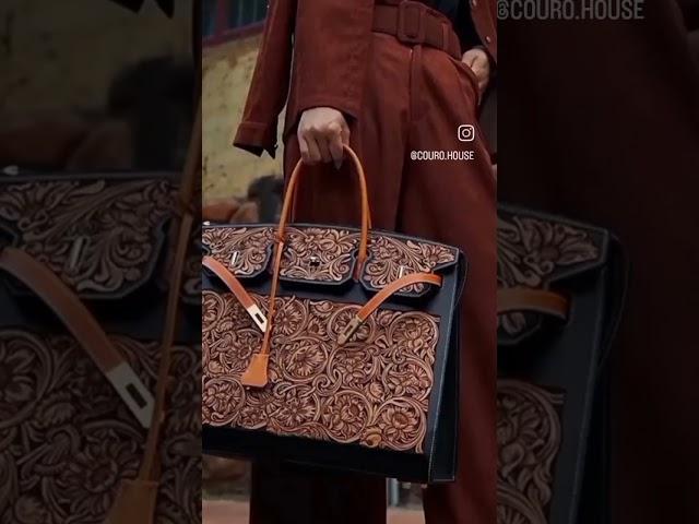 Tooled Handmade Leather Bag | Before and after.