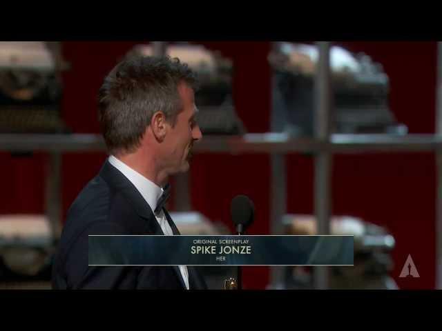 Spike Jonze winning Best Original Screenplay for "Her"