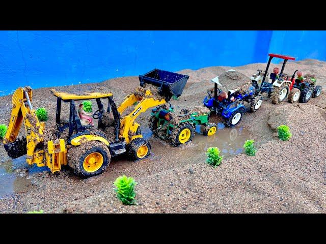 Tractor Washing In mud and got stuck | JCB Backhoe Loader, John Deere 5310, New Holland 3630, Swaraj