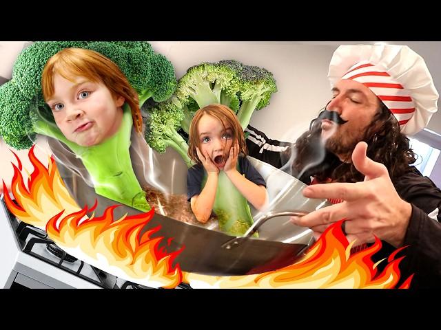 COOK THE KiDS with CHEF DAD!!  Crazy Restaurant Customer orders from Pink Monkey Buddy & Granny Mom