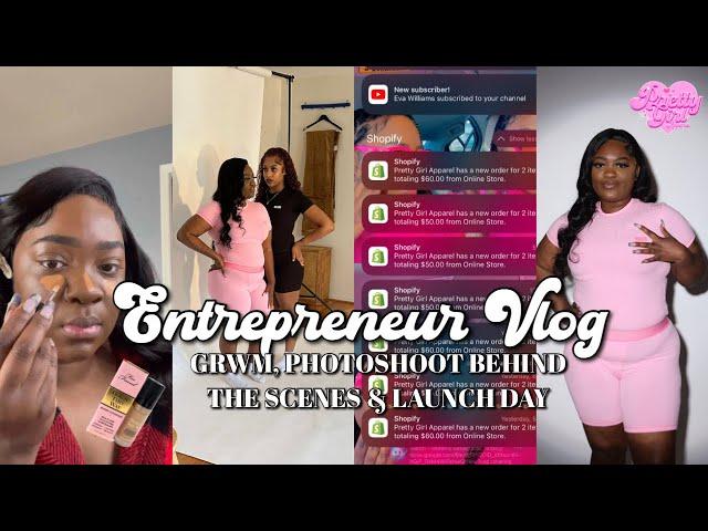 Entrepreneur vlog BTS of starting my clothing brand pt. 3 | GRWM , PHOTOSHOOT BTS & LAUNCH DAY