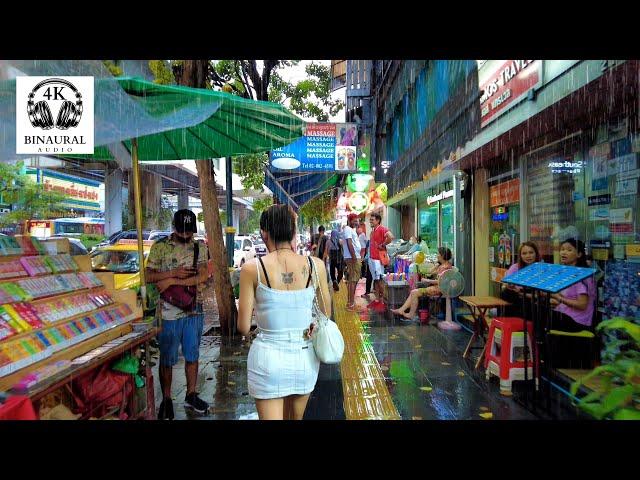 [4K UHD] Walking in the Rain in Vibrant Downtown Bangkok | Asok and Nana Areas