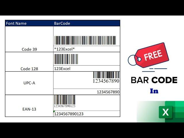 033. Trick to Generate BARCODES in EXCEL (for Free) easily with FONTS!