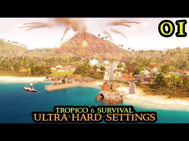 Tropico 6 EXTREME - The PERFECT Start on a VOLCANO || City Builder Survival Part 01