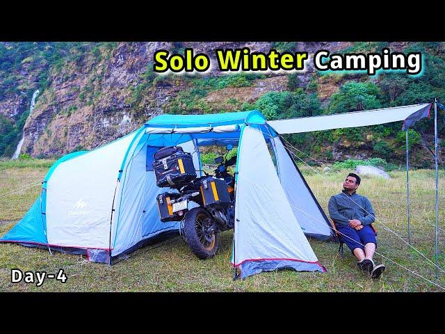 Solo Night Camping in Uttarakhand Forest with Big Tent | Camping in India | #ridingwithpeace