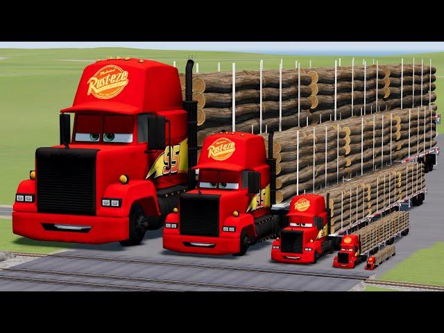 Big & Small Long Mack Truck with Logs vs Trains Thomas | BeamNG.Drive