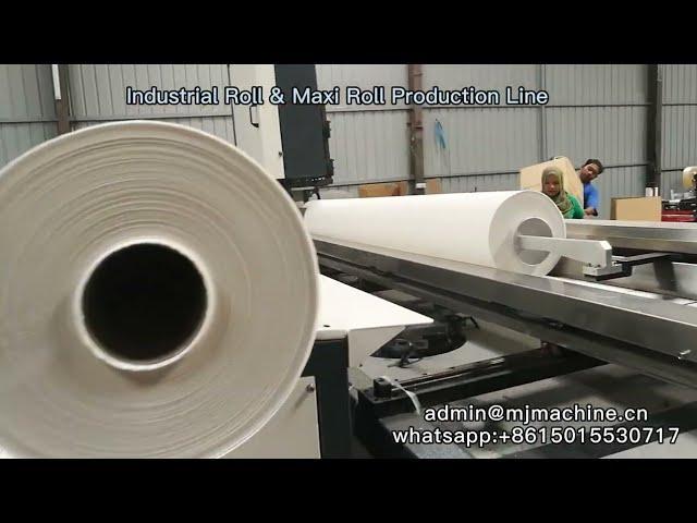 Live Show Maxi Roll Making Machine, Small Industrial Roll Paper Tissue Machine In Factory Working