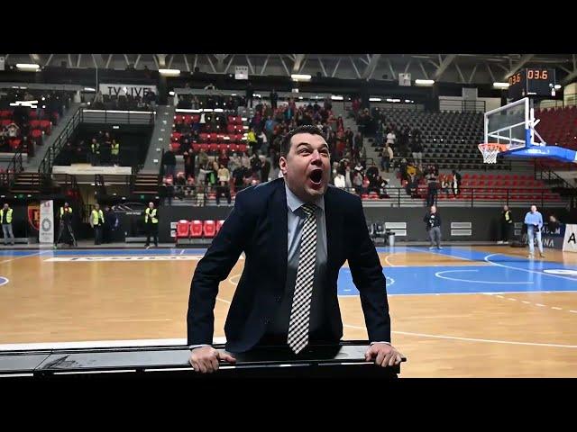 Dragan Nikolić celebrates the win! (MZT Skopje Aerodrom - Cedevita Olimpija, 4.2.2023)