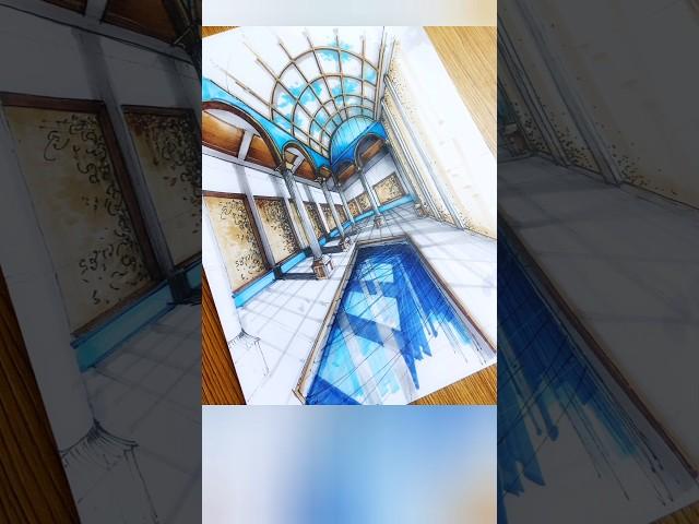 How to draw Arches in Perspective🩵#sketch #perspectivedrawing #architecturedrawing #howtodraw #art