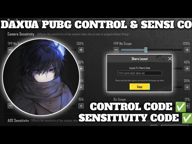 (2024) DAXUA PUBG SENSITIVITY CODE 3.3/ DAXUA PUBG CONTROL CODE 3.3/ 5 FINGER LAYOUT CONTROL ZONE