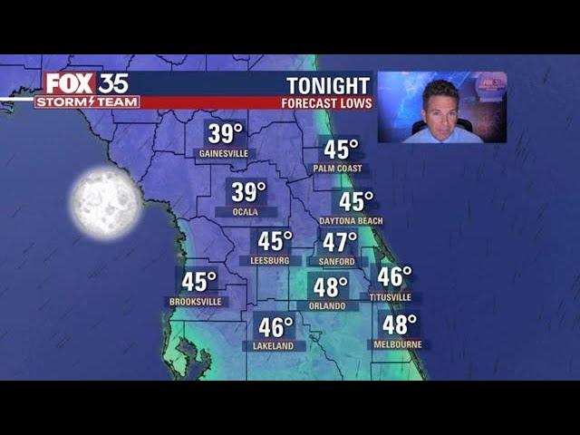 Central Florida cooldown continues: 30s, 40s expected overnight