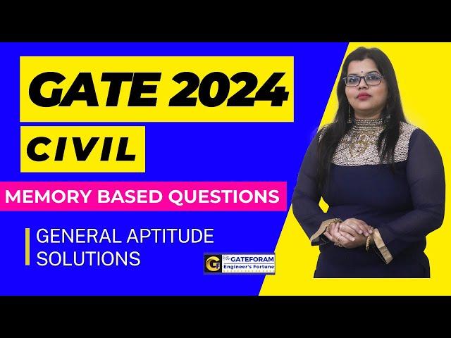 GATE 2024 || CIVIL || GENERAL APTITUDE || MEMORY BASED QUESTIONS || SOLUTIONS