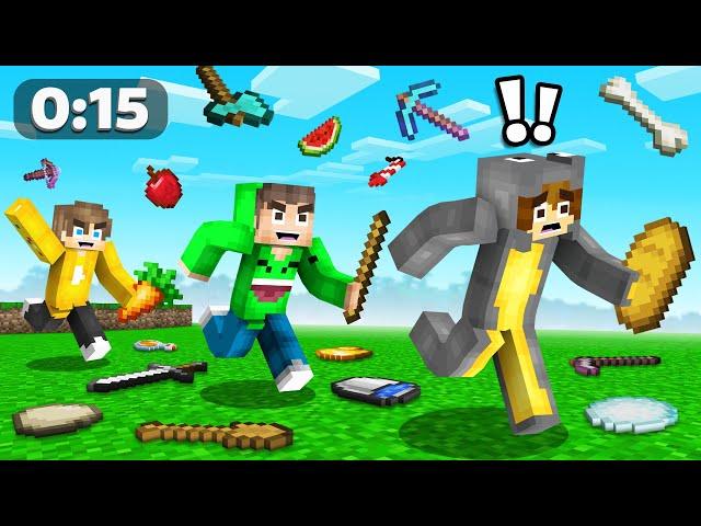 HUNTERS vs SPEEDRUNNER Random Item Every 15 Seconds In Minecraft!