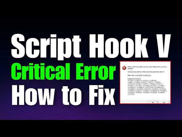 How to Fix Script Hook V Critical Error? - Easy Solution for GTA V Mods