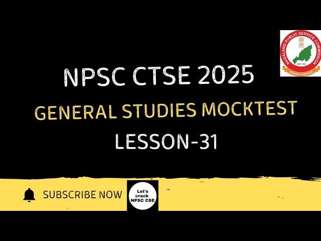 NPSC CTSE 2025 | General Studies | Mock Test - 31 + Revision Class
