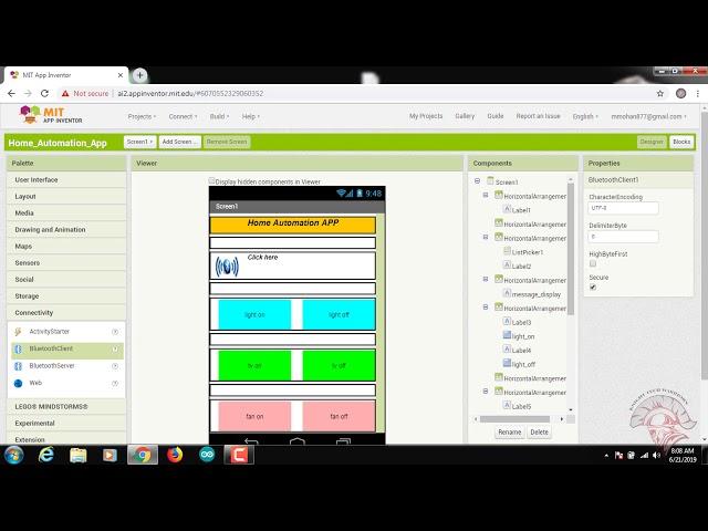 MIT APP INVENTOR Bluetooth Control Home Automation App Develop
