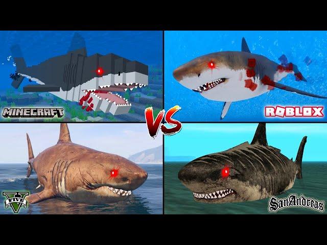 MINECRAFT MEGALODON VS ROBLOX MEGALODON VS GTA 5 MEGALODON VS GTA SA MEGALODON - WHO IS BEST?