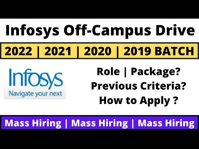 Infosys Off Campus Drive 2022-2019 BATCH | Systems Engineer & Operation Executive | Mass Hiring