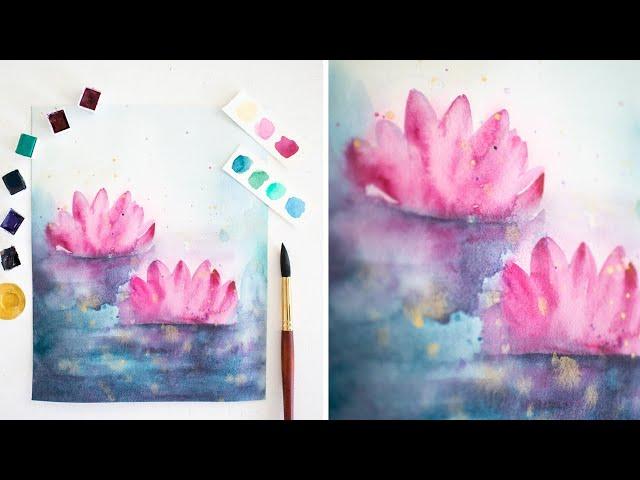 Watercolor Painting for Beginners | Abstract Lotus Flower Watercolor Tutorial
