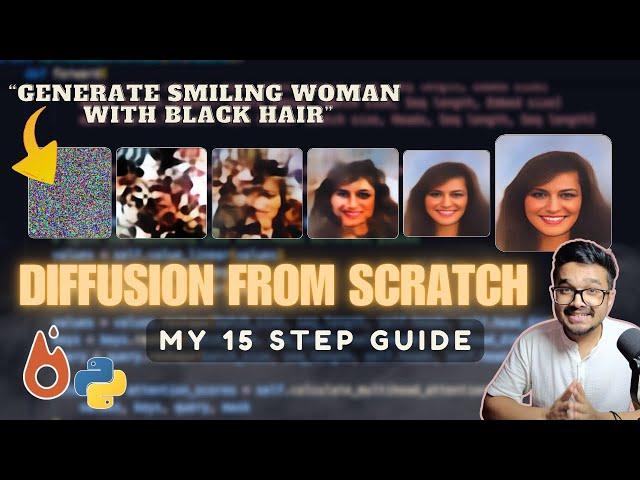Text to Image Diffusion AI Model from scratch - Explained one line of code at a time!