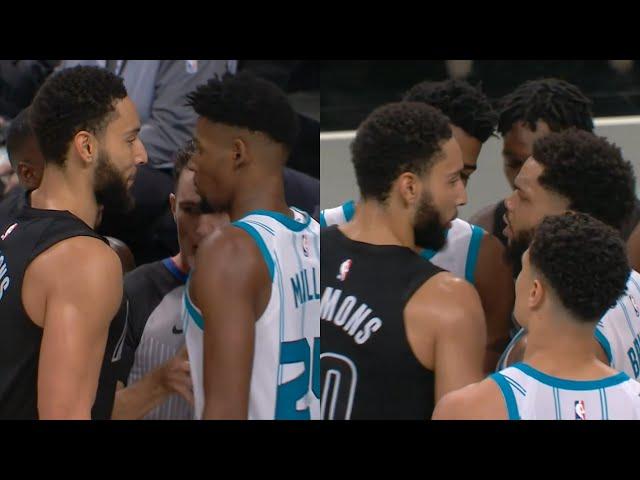 Ben Simmons dunks it then gets into it with Brandon Miller and the Hornets