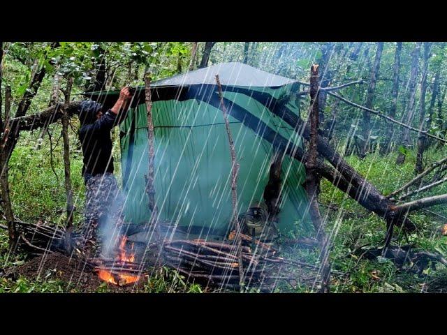 Can I survive solo camping in heavy rain? _ 2 days of camping in heavy rain