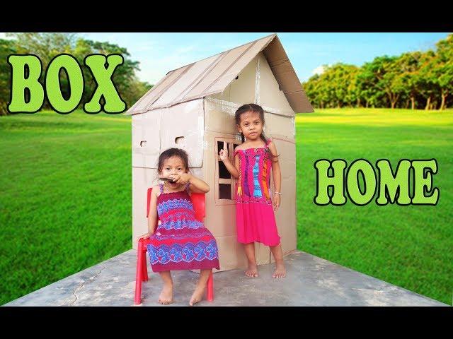 Family Building A House Together | How To Build A Playhouse Out of Cardboard Box