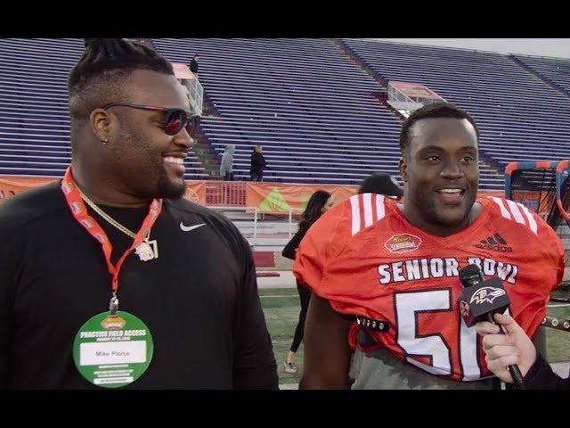 Michael Pierce Makes Sales Pitch for Younger Brother at Senior Bowl