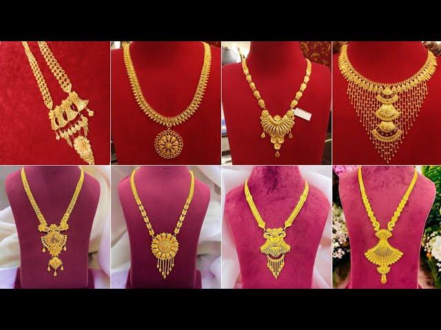 Latest long necklace design with weight || gold necklace design || gold sita har design with weight