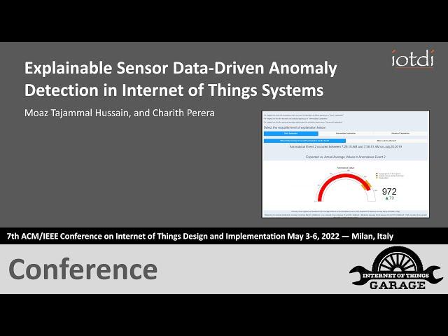 [ACM/IEEE IoTDI] Explainable Sensor Data-Driven Anomaly Detection in Internet of Things Systems