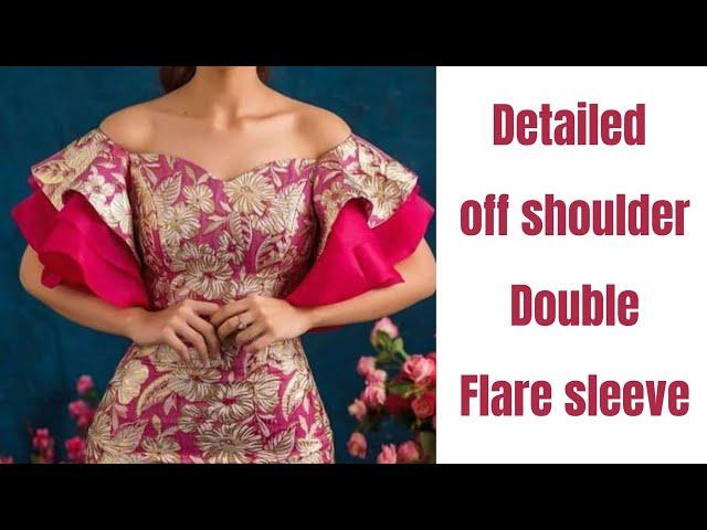 How to cut and sew off shoulder double circle/flare sleeve.