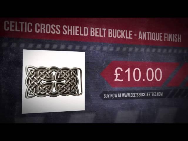 Celtic Cross Shield Belt Buckle - Antique Finish